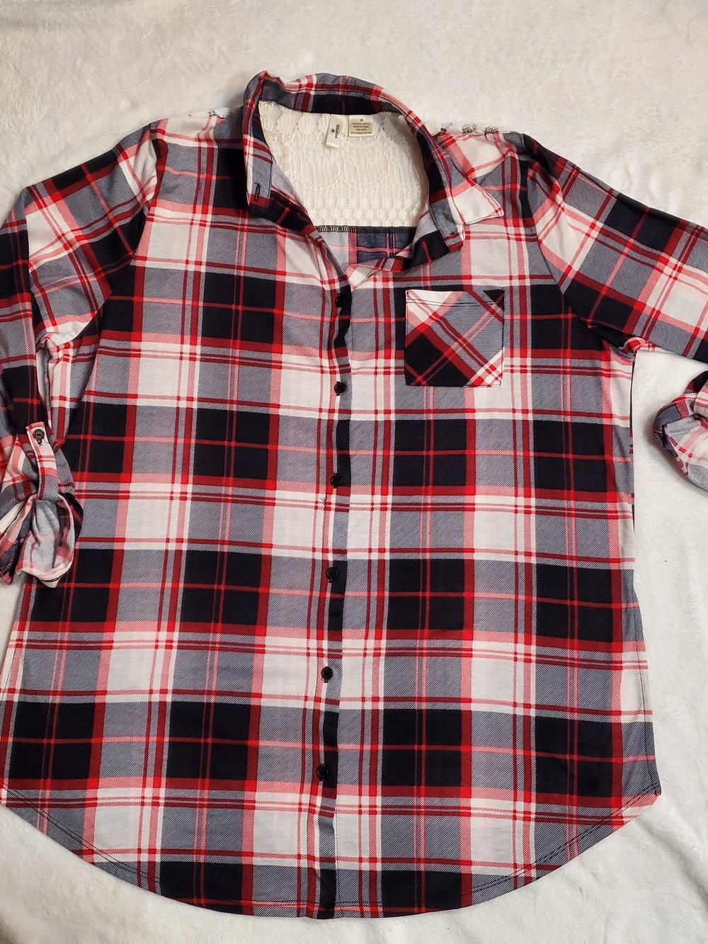 Classic Red Plaid Button-Down Shirt/Mini Dress